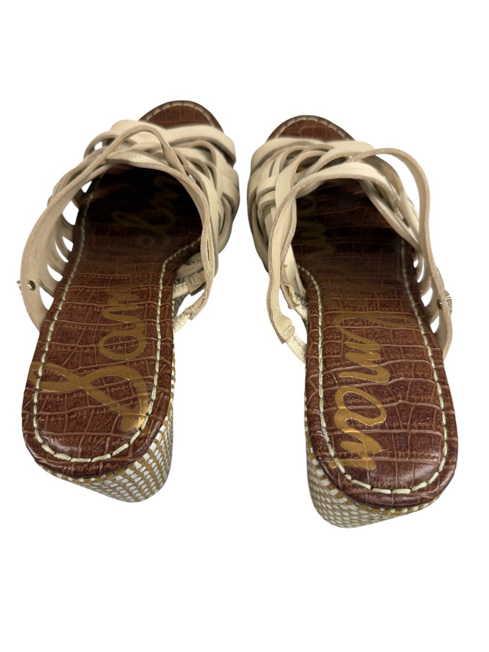 Sam Edelman Devon Ivory Leather Strappy Platform Wedge Sandals 9M - Picture 12 of 16
